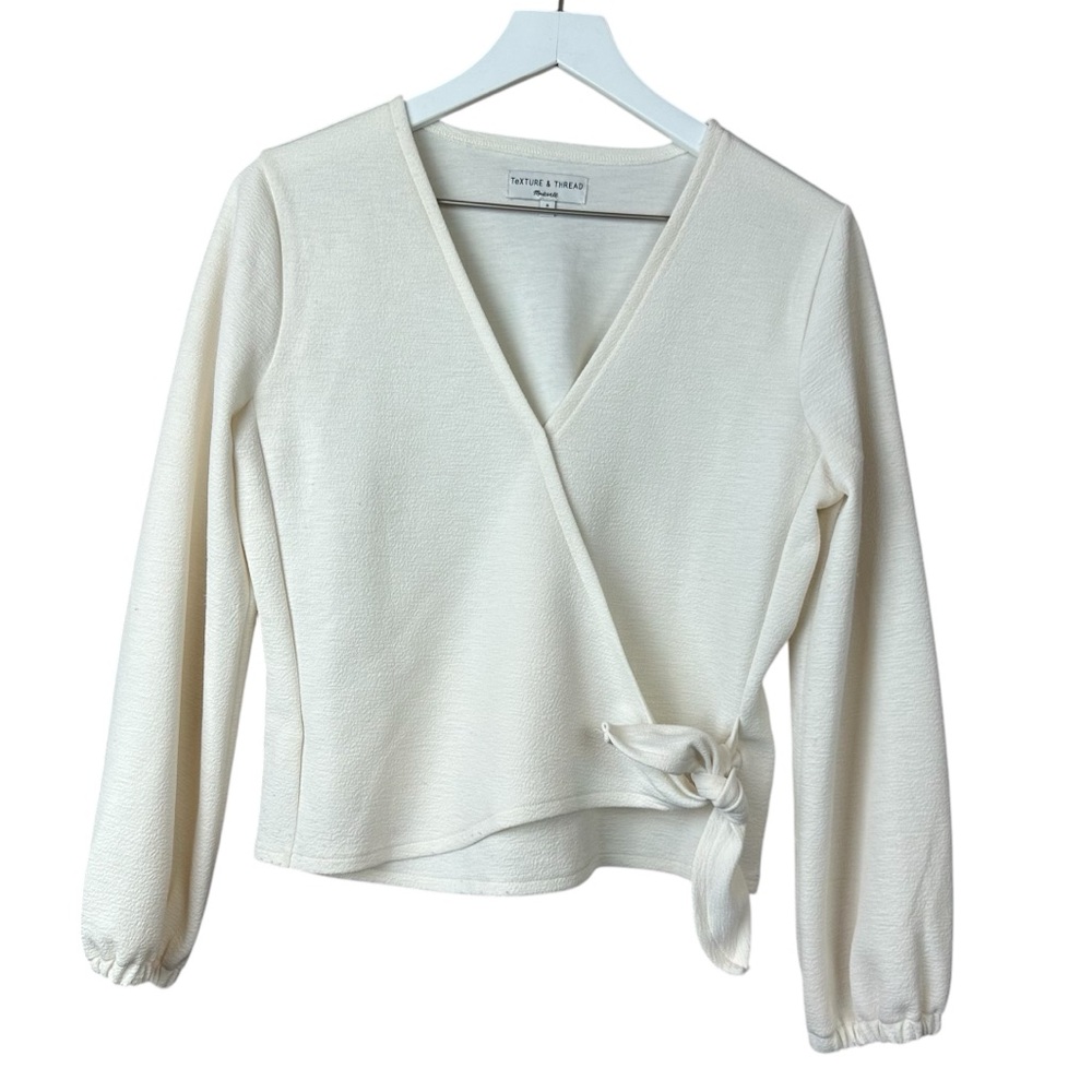 Madewell Texture & Thread Off White Wrap Top Wonen Sz S